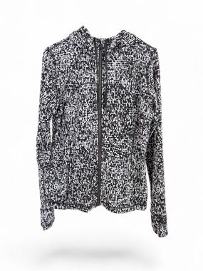 lululemon athletica Black & White Patterned Full-Zip Bomber Jacket